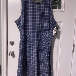 NWT Vintage Plus Size 26 Just Blu Jeans Blue Gingham Sleeveless Dress